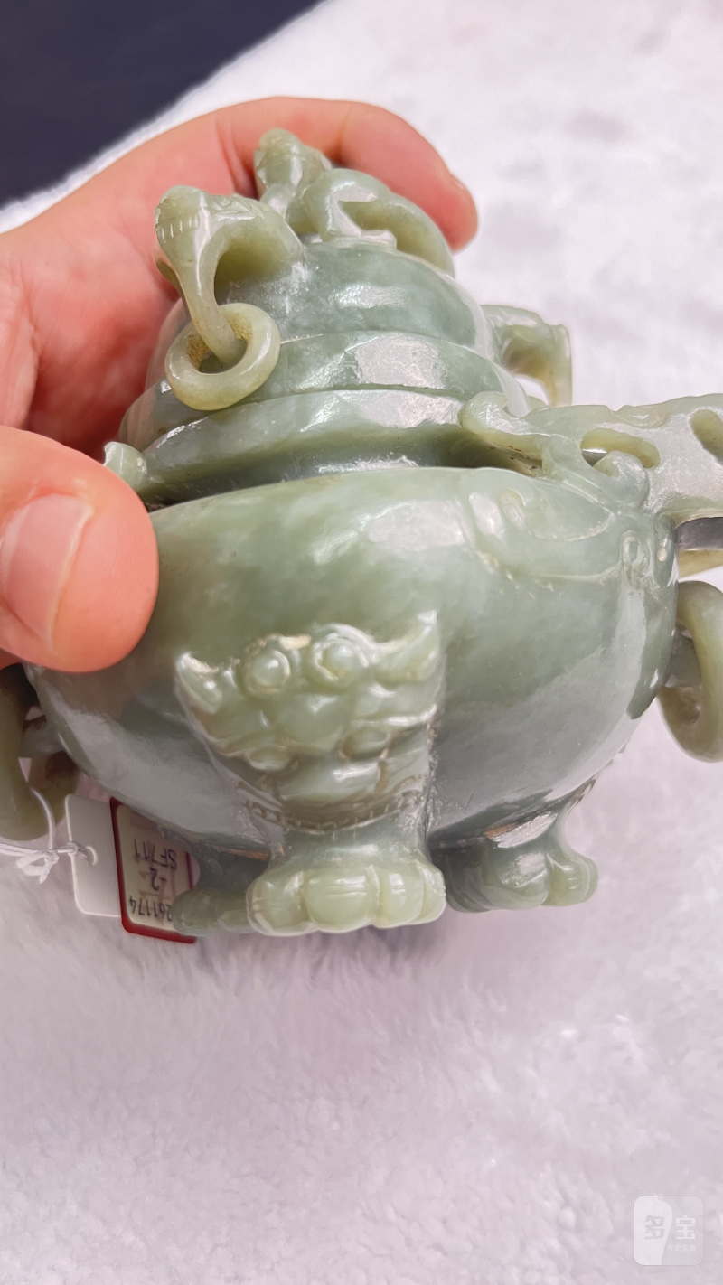 玉兽首衔环耳龙顶熏炉 - 图8